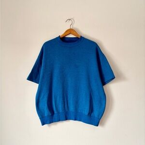 Vintage Blue Short Sleeve Crewneck Sweater